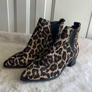 Treasure and bond leopard print faux leather fur ankle booties